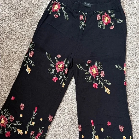 Anthropologie Liv Los Angeles Black Floral Pants size XL - Picture 4 of 9